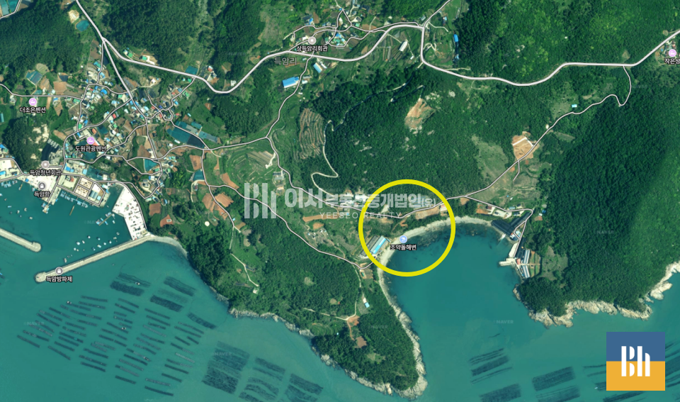 전남광주 완도군 약산면 득암리 완도.득암리.해수욕장인접.건축가능.333평.도로폭5m접.주목해볼만한곳 매매 매물번호 10142 사진 1